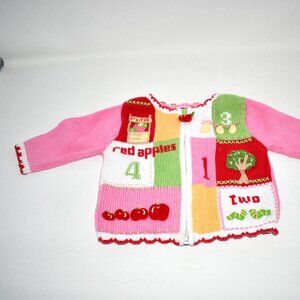 Heartstrings Apples Zippered Sweater Size 6-9 Months Great Condition